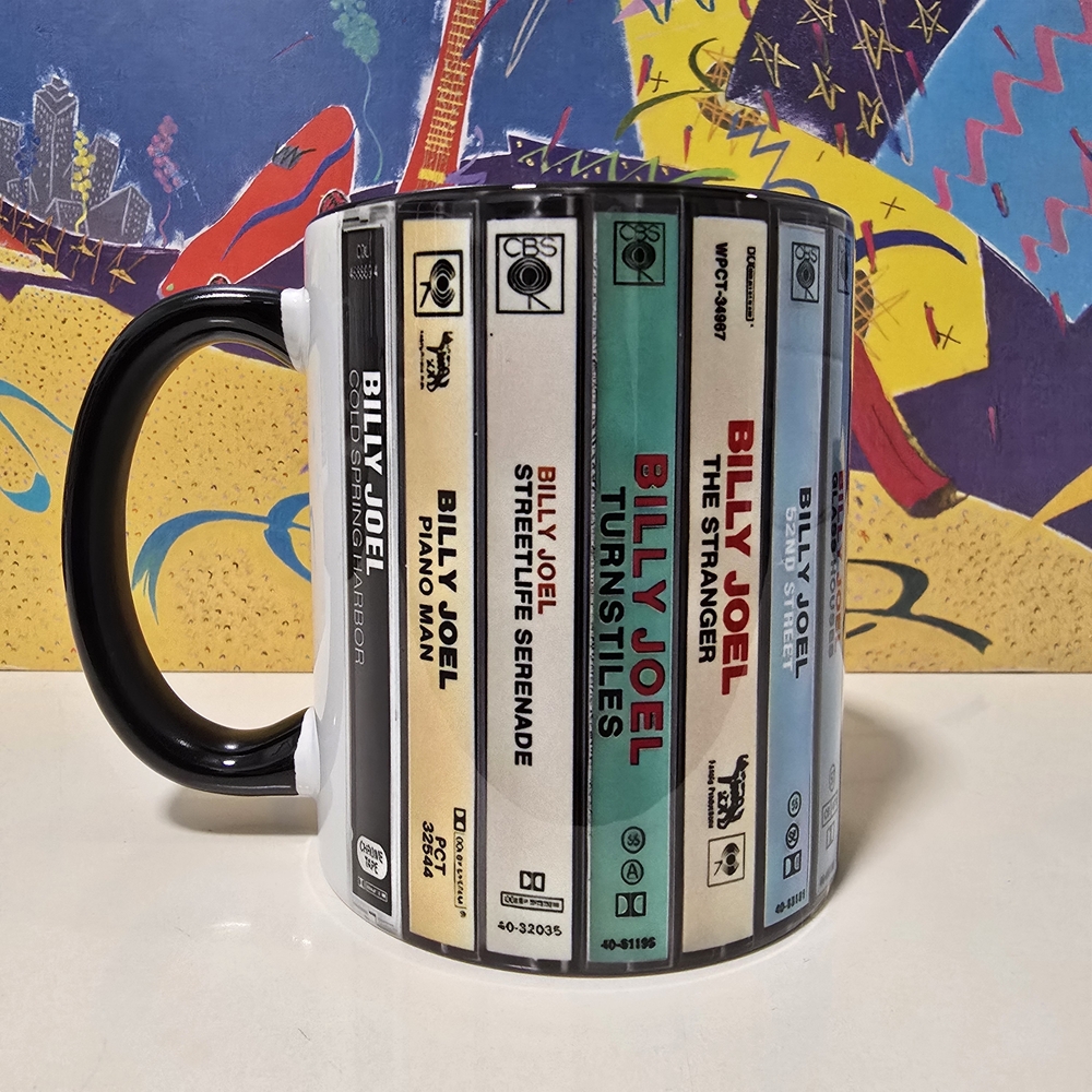 Classic Rock music coffee Mug cassette tape stack